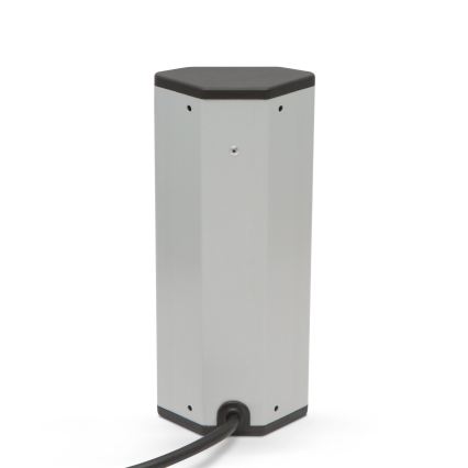 Kutni stup s utičnicama 3x230V + 2xUSB-A crna/srebrna