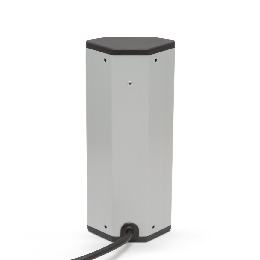 Kutni stup s utičnicama 3x230V + 2xUSB-A crna/srebrna