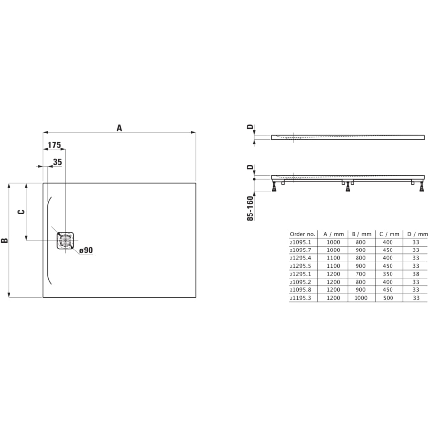 LAUFEN H2109580000001 - Pravokutna tuš-kada PRO 120x90 cm marbond/bijela