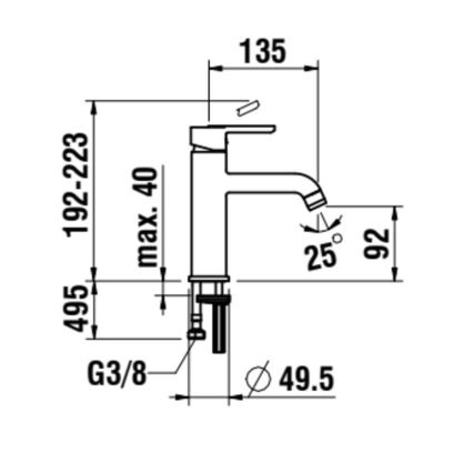 LAUFEN H3110810041201 - Miješalica za umivaonik LUA 19,2 cm sjajni krom