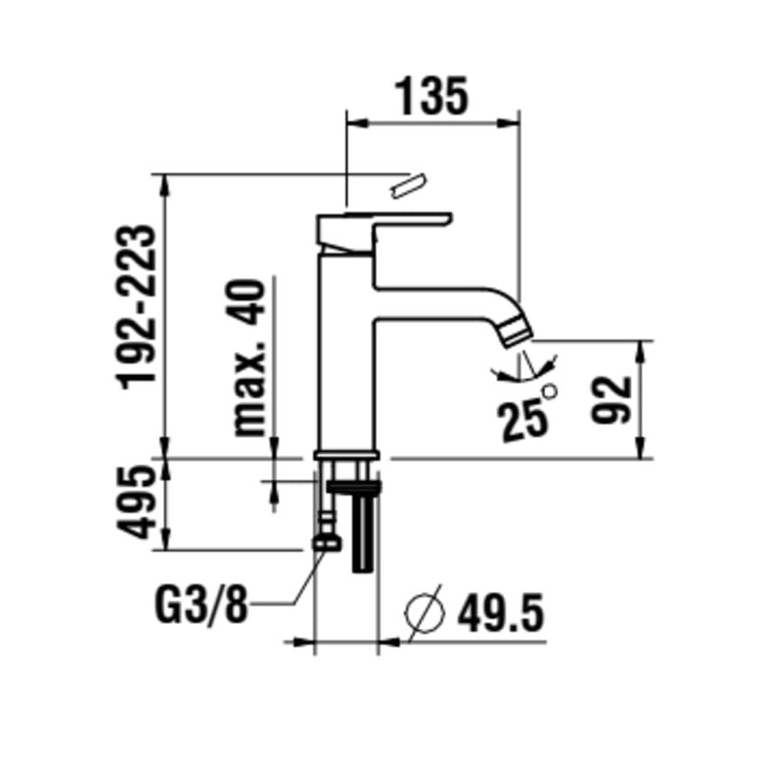LAUFEN H3110810041201 - Miješalica za umivaonik LUA 19,2 cm sjajni krom