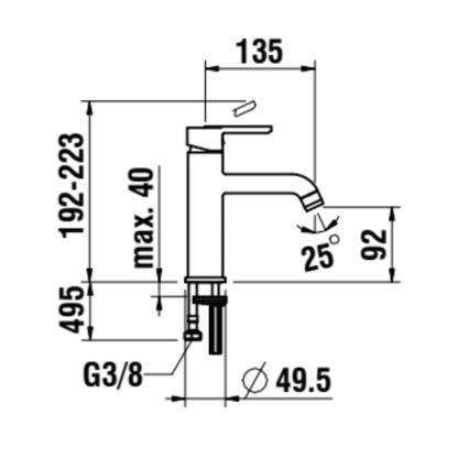 LAUFEN H3110810811201 - Miješalica za umivaonik LUA 19,2 cm titanovová mat crna
