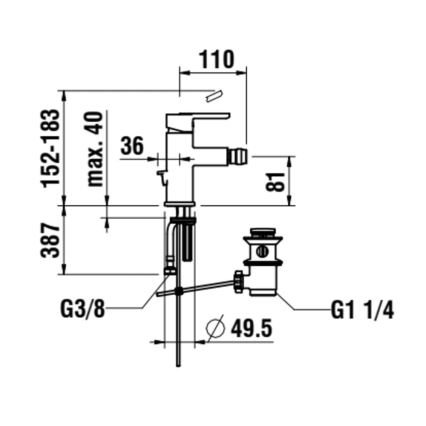 LAUFEN H3410810041141 - Baterija za bide + izljev s preljevom LUA sjajni krom