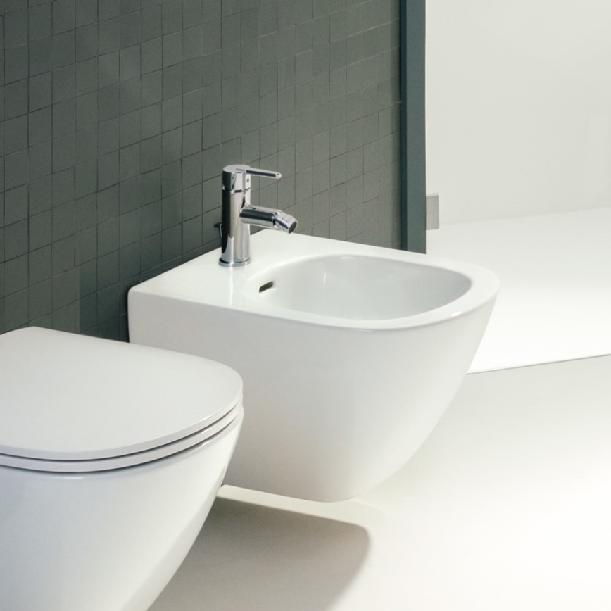 LAUFEN H3410810041141 - Miješalica za bide + gornji dio sifona s preljevom LUA sjajni krom