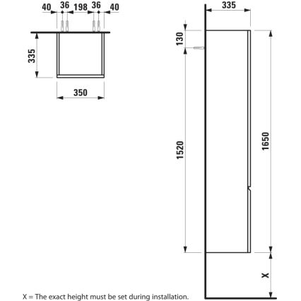 LAUFEN H4831220954791 - Kupaonski ormarić PRO 165 cm hrast