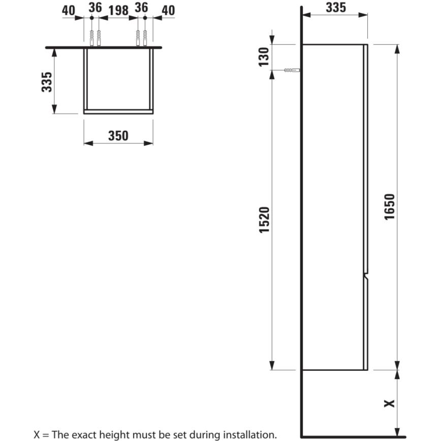 LAUFEN H4831220954791 - Kupaonski ormarić PRO 165 cm hrast