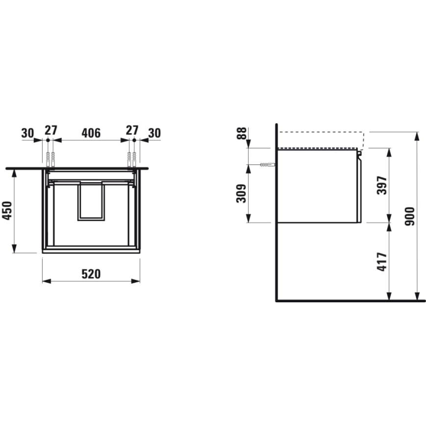 LAUFEN H4833510964751 - Kupaonski ormarić PRO za umivaonik, 52 cm, bijeli