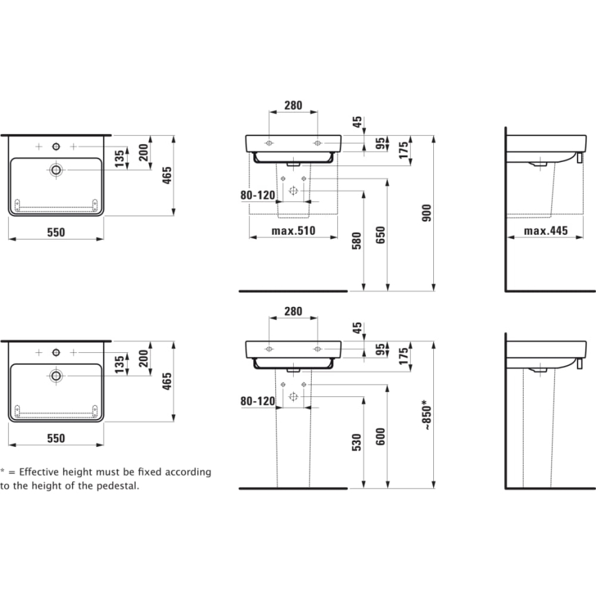 LAUFEN H8109620001041 - Nadgradni/zidni umivaonik PRO 55x46,5 cm keramika/bijela