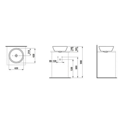 LAUFEN H8129620001091 - Nadgradni umivaonik PRO pr. 42 cm keramika/bijela