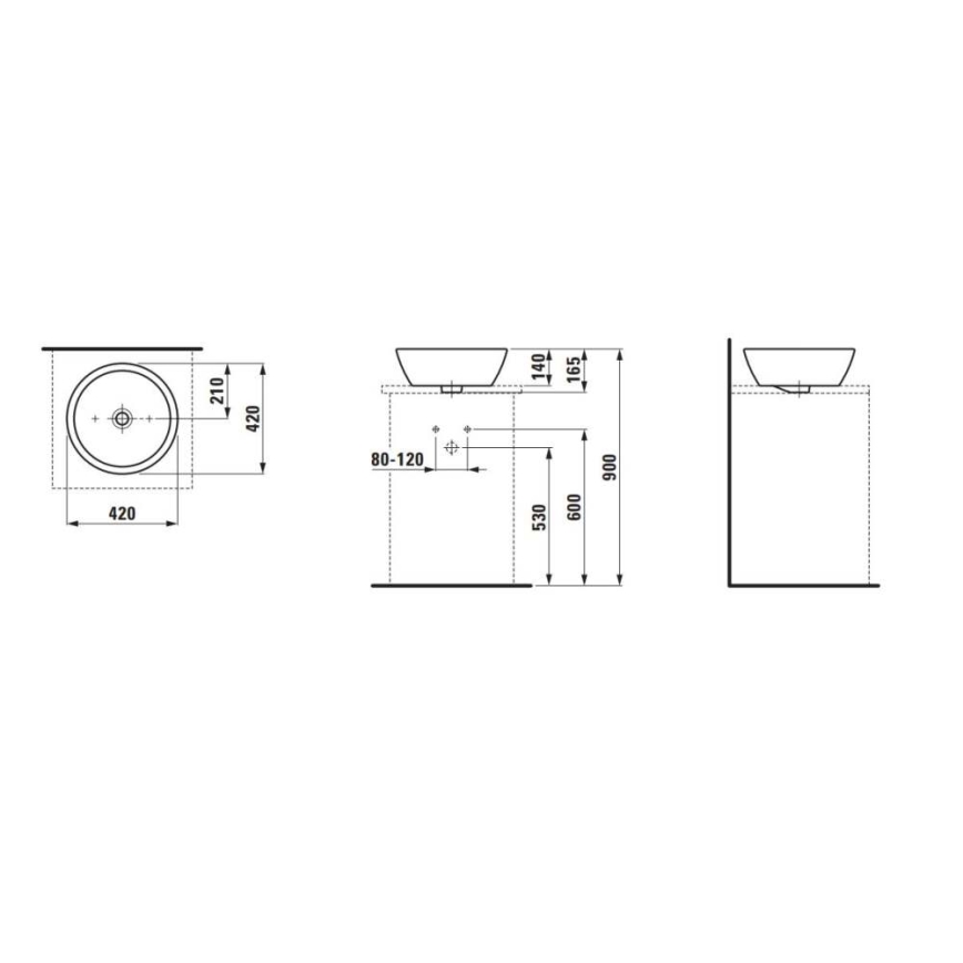 LAUFEN H8129620001091 - Nadgradni umivaonik PRO pr. 42 cm keramika/bijela
