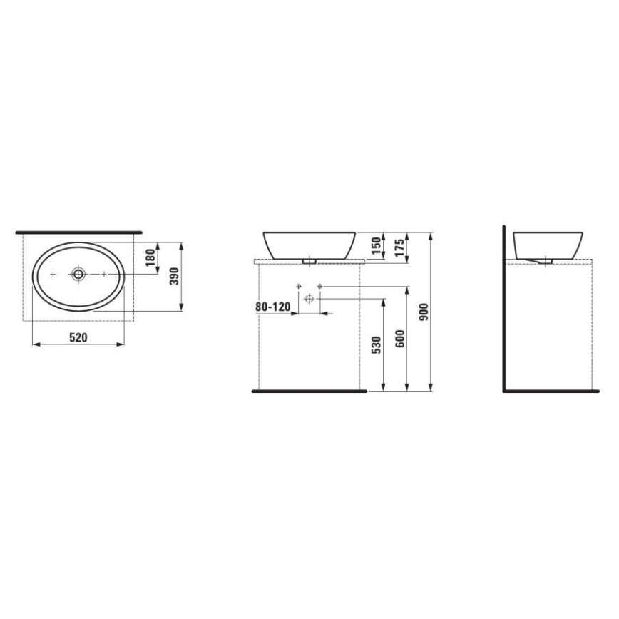 LAUFEN H8129640001121 - Nadgradni umivaonik PRO 52x39 cm keramika/bijela