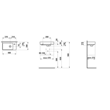 LAUFEN H8159540001041 - Viseći umivaonik PRO 48x28 cm keramika/bijela