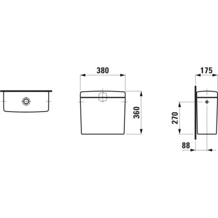 LAUFEN H8269520009721 - Vodokotlić PRO s bočnim priključkom, keramički/bijeli