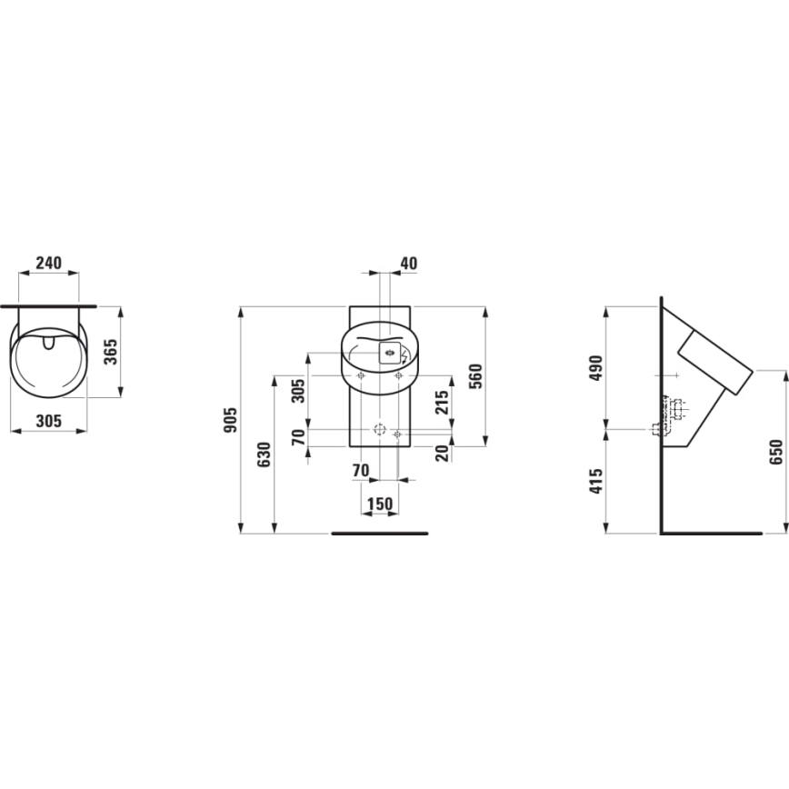 LAUFEN H8402867160001 - Pisoar s senzorom VAL 230V, stražnji dovod, stražnji odvod, keramika/mat crna