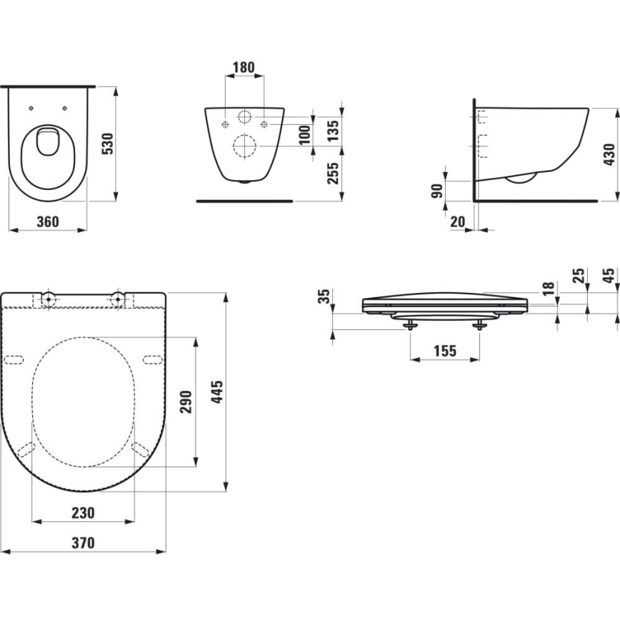LAUFEN H8669530000001 - Zidna WC školjka PRO keramika/bijela + WC sjedalo SoftClose PRO duroplast/bijela