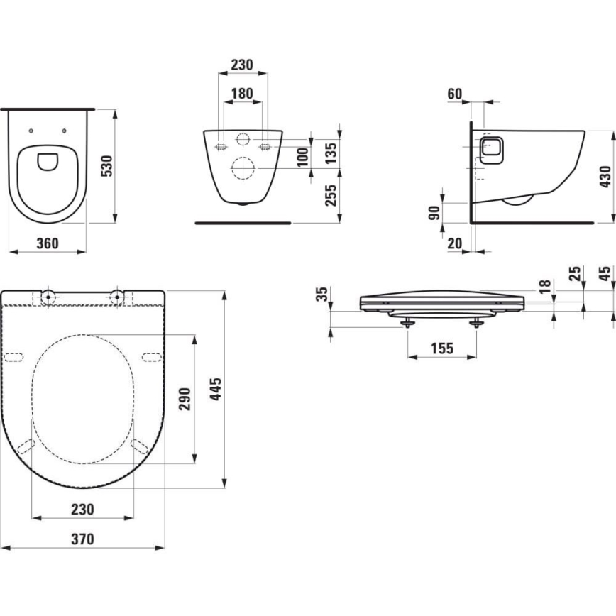 LAUFEN H8669540000001 - Viseća WC školjka PRO, keramika/bijela + toaletno sjedalo SoftClose PRO, duroplast/bijela