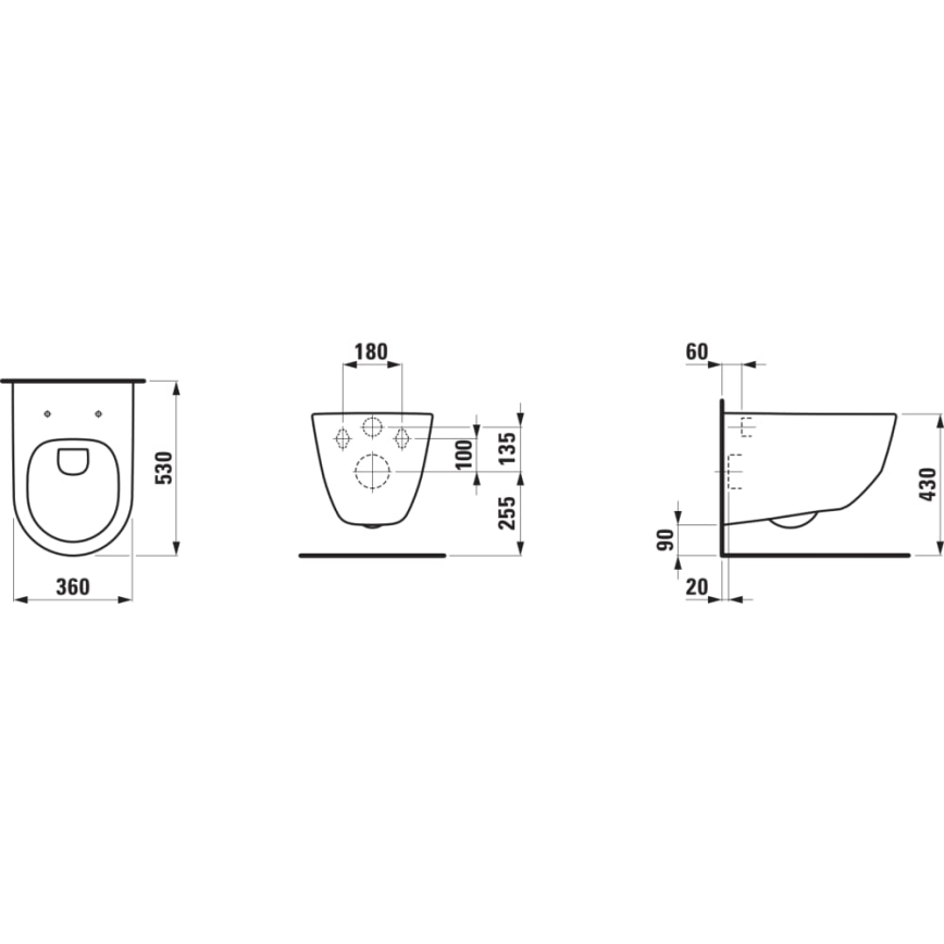 LAUFEN H8669570000001 - Zidna WC školjka PRO keramika/bijela + WC daska SoftClose PRO duroplast/bijela