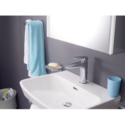 LAUFEN HF500701100000 - Miješalica za umivaonik + gornji dio sifona s preljevom LAURIN 16,2 cm sjajni krom