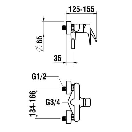 LAUFEN HF500750100600 - Set za tuširanje s miješalicom LAURIN sjajni krom