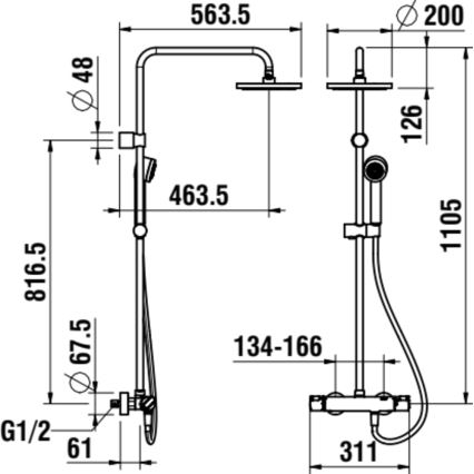 LAUFEN HF500957100600 - Set za tuširanje s termostatskom miješalicom CITYPRO sjajni krom