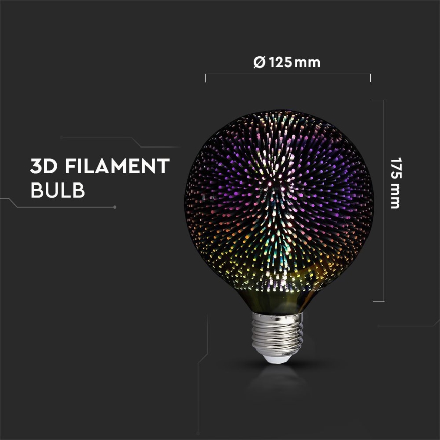 LED 3D Dekorativna žarulja FILAMENT G125 E27/4W/230V 3000K