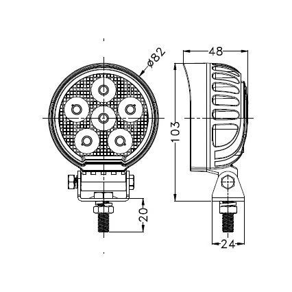 LED točkasto svjetlo za automobil BLACK LED/24W/10-30V IP69 5700K okruglo