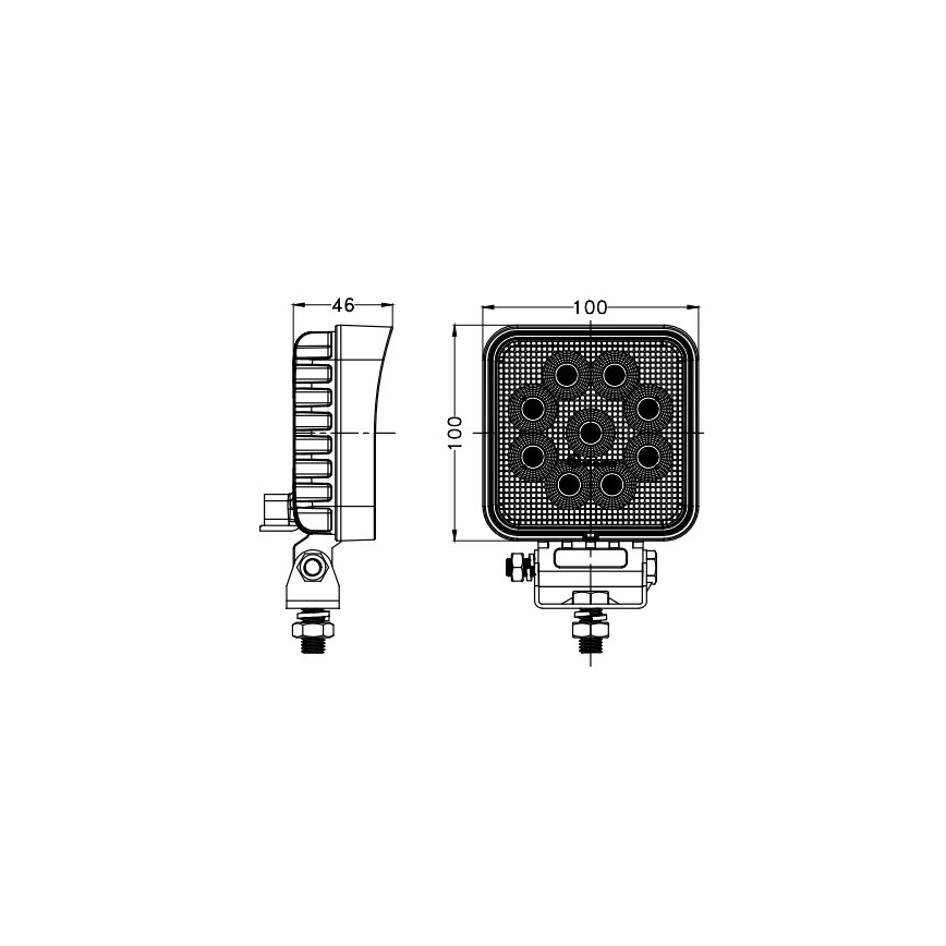 LED Reflektor za automobil BLACK LED/36W/10-30V IP69 5700K kvadratni
