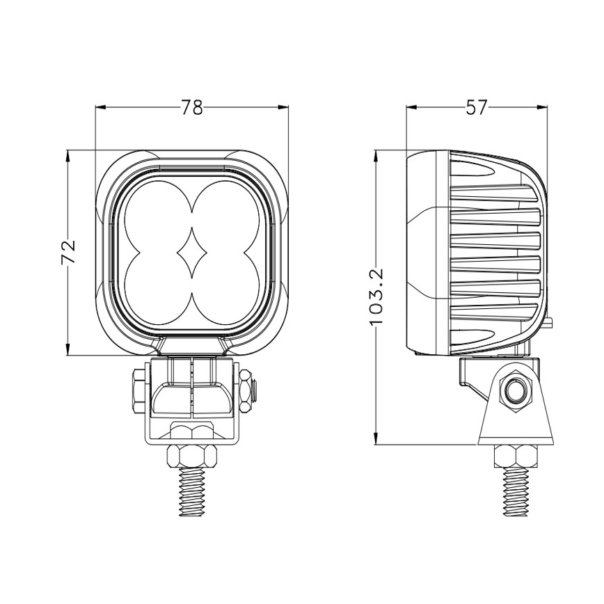 LED točkasto svjetlo za automobil BLACK LED/40W/10-30V IP69 5700K kvadratno