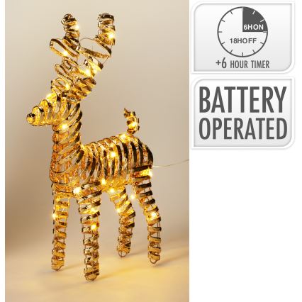LED božićna dekoracija 30xLED/3xAA 37 cm topla bijela sob/zlatna