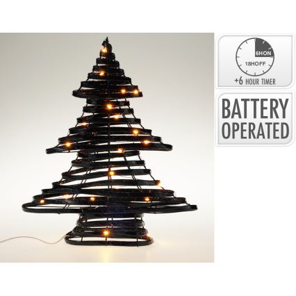 LED Božićna dekoracija 30xLED/3xAA 40 cm topla bijela božićno drvce/crna