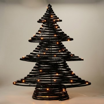 LED Božićna dekoracija 60xLED/3xAA 60 cm topla bijela božićno drvce/crna