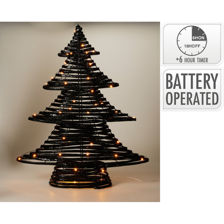 LED Božićna dekoracija 60xLED/3xAA 60 cm topla bijela božićno drvce/crna
