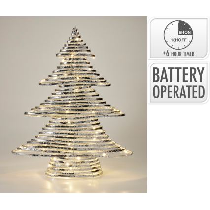 LED Božićna dekoracija 60xLED/3xAA 60 cm topla bijela božićno drvce/srebrna