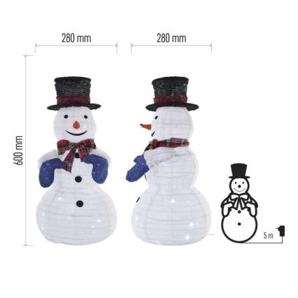 LED Božićna dekoracija 60xLED 60cm IP44 hladna bijela