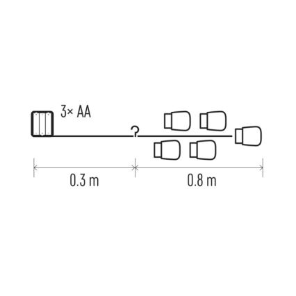 LED Božićna dekoracija GIRLANDA 0,8 m 15xLED/0,6W/4,5V