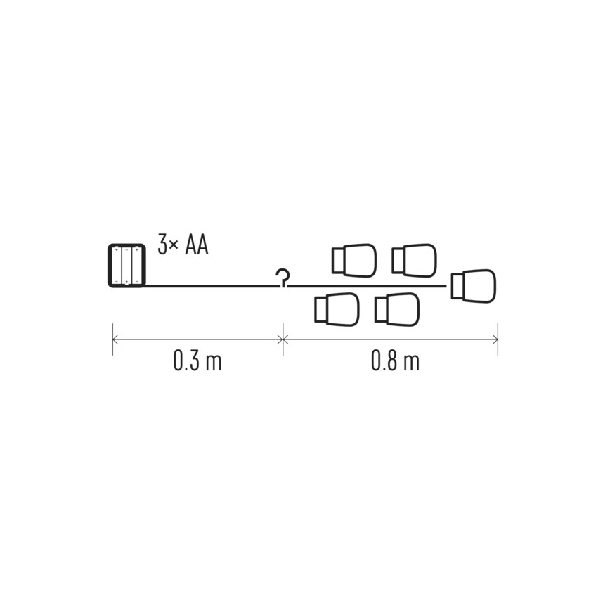 LED Božićna dekoracija GIRLANDA 0,8 m 15xLED/0,6W/4,5V