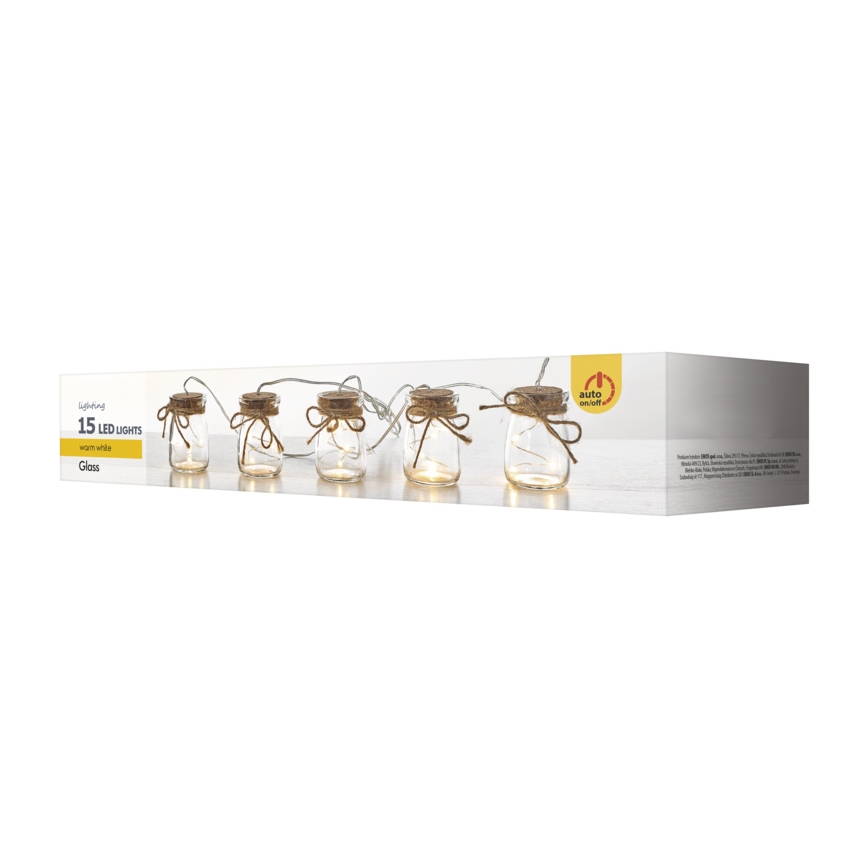 LED Božićna dekoracija GIRLANDA 0,8 m 15xLED/0,6W/4,5V