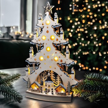 LED Božićna dekoracija LED/2xAA/topla bijela drvce