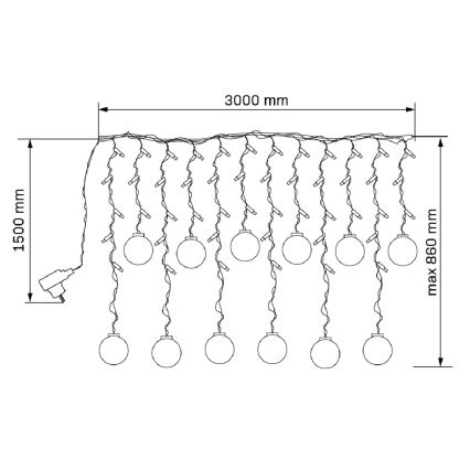 LED Božićna svjetlosna zavjesa WISH BALLS 108xLED/8 funkcija 4,5 m topla bijela