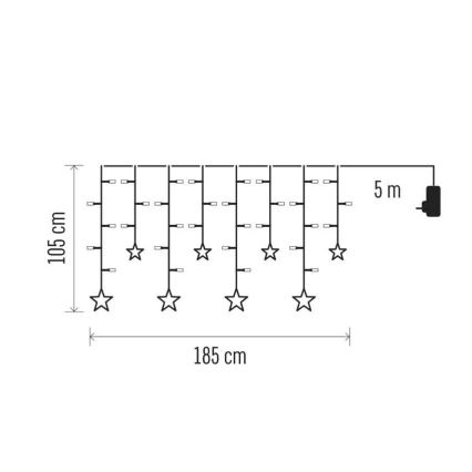 LED božićna zavjesa 115xLED/1,35W 6,85x1,05 m topla bijela