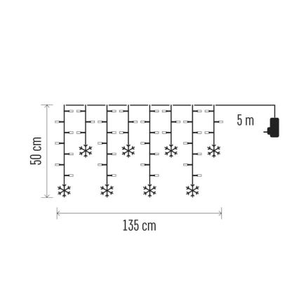 LED božićna zavjesa 60xLED/1,35W 635x50 cm hladno bijela