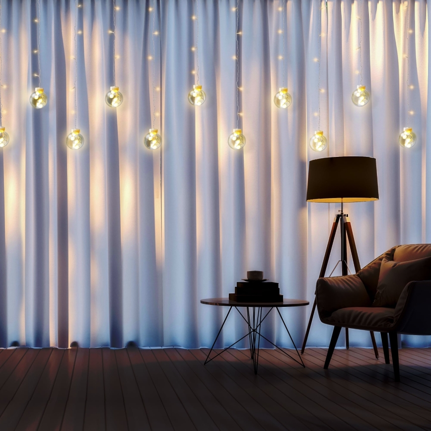 LED Božićna zavjesa WISH BALLS 108xLED/8 funkcija 4,5 m topla bijela