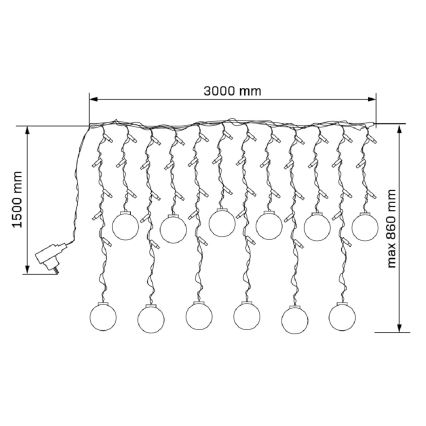LED Božićna zavjesa WISH BALLS 108xLED/8 funkcija 4,5 m topla bijela