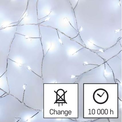 LED Božićne lampice 100xLED/3xAA 2,7 m hladna bijela