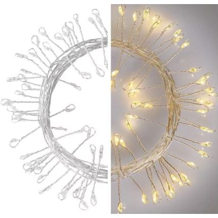 LED Božićne lampice 100xLED/3xAA 2,7m topla bijela