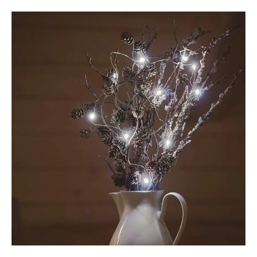 LED Božićne lampice 20xLED/2xAA 2,4m hladna bijela