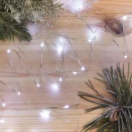 LED Božićne lampice 20xLED/2xAA 2,4m hladna bijela
