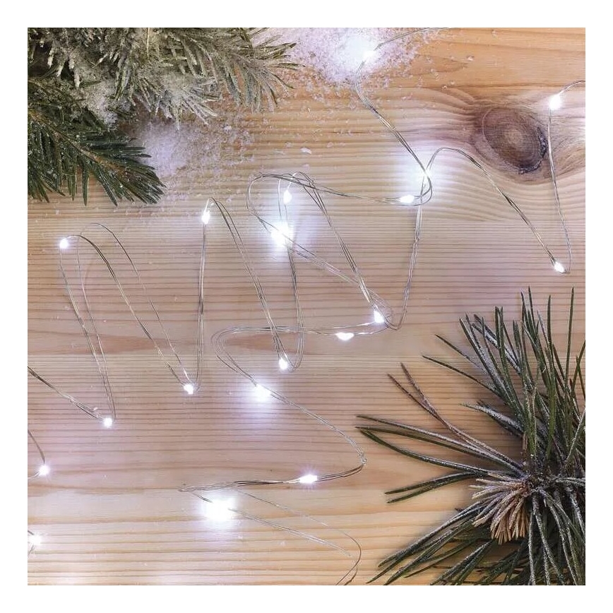 LED Božićne lampice 20xLED/2xAA 2,4m hladna bijela