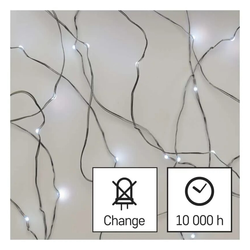 LED Božićne lampice 20xLED/2xAA 2,4m hladna bijela