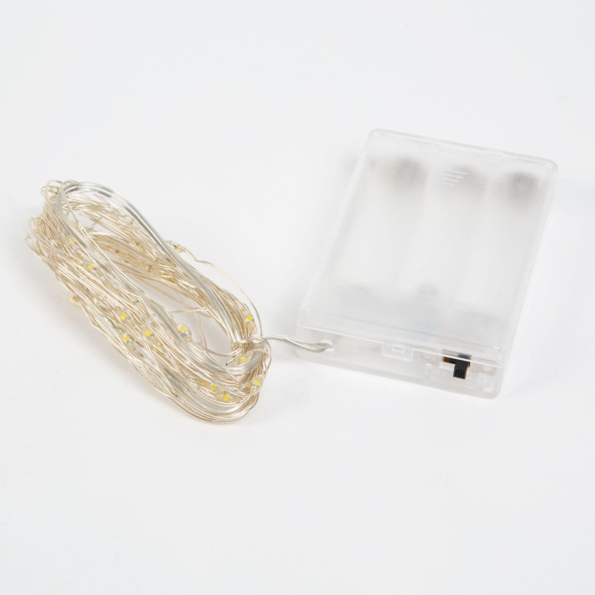 LED Božićne lampice 50xLED/3xAA 5,25m hladna bijela
